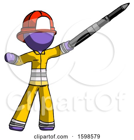 Purple Firefighter Fireman Man Demonstrating That Indeed the Pen Is Mightier by Leo Blanchette
