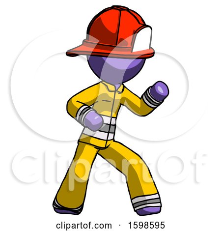 Purple Firefighter Fireman Man Martial Arts Defense Pose Right by Leo Blanchette
