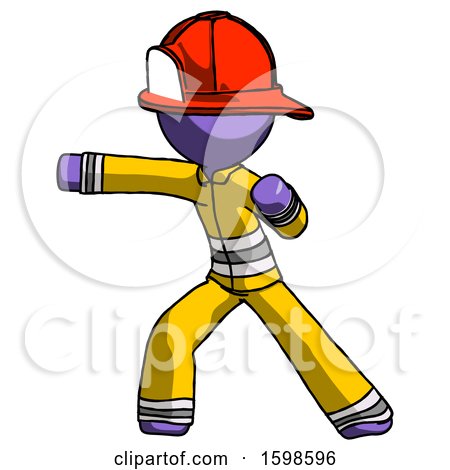 Purple Firefighter Fireman Man Martial Arts Punch Left by Leo Blanchette