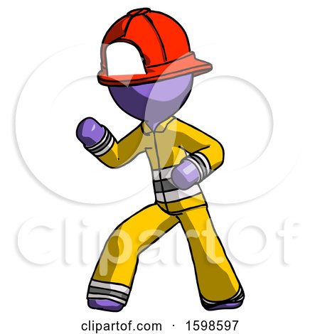 Purple Firefighter Fireman Man Martial Arts Defense Pose Left by Leo Blanchette