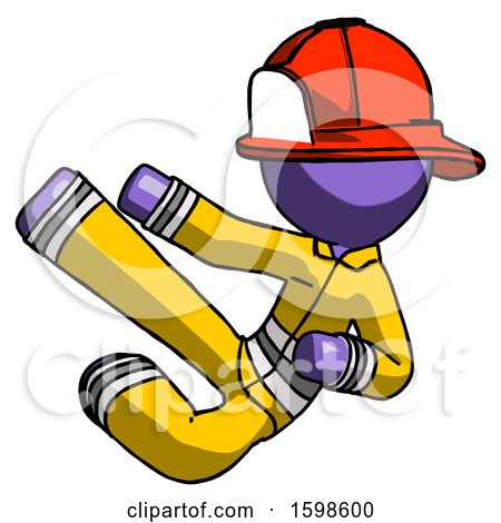 Purple Firefighter Fireman Man Flying Ninja Kick Left by Leo Blanchette