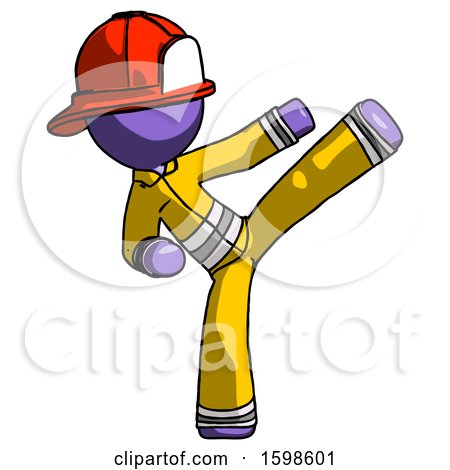 Purple Firefighter Fireman Man Ninja Kick Right by Leo Blanchette