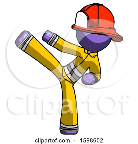 Purple Firefighter Fireman Man Ninja Kick Left by Leo Blanchette