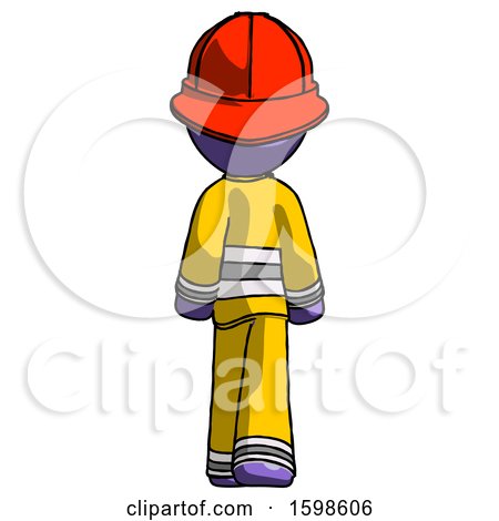 Purple Firefighter Fireman Man Walking Away, Back View by Leo Blanchette