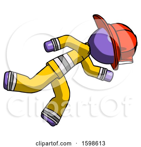 Purple Firefighter Fireman Man Running While Falling down by Leo Blanchette