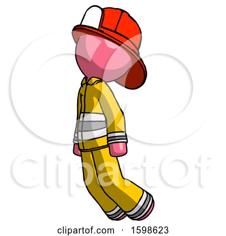 Pink Firefighter Fireman Man Floating Through Air Left by Leo Blanchette