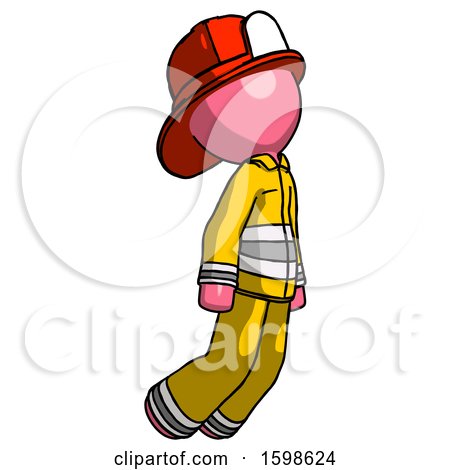 Pink Firefighter Fireman Man Floating Through Air Right by Leo Blanchette