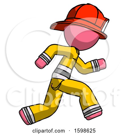 Pink Firefighter Fireman Man Running Fast Right by Leo Blanchette