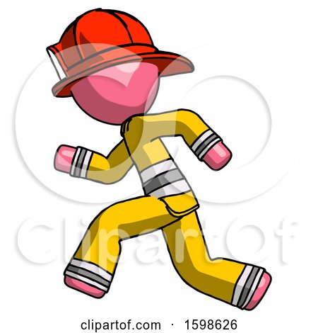 Pink Firefighter Fireman Man Running Fast Left by Leo Blanchette