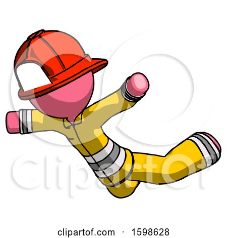 Pink Firefighter Fireman Man Skydiving or Falling to Death by Leo Blanchette