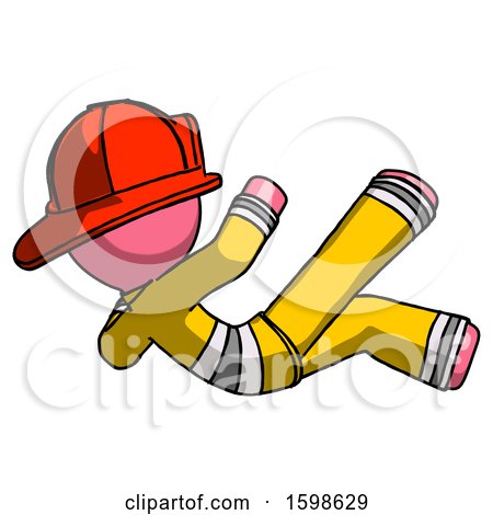 Pink Firefighter Fireman Man Falling Backwards by Leo Blanchette