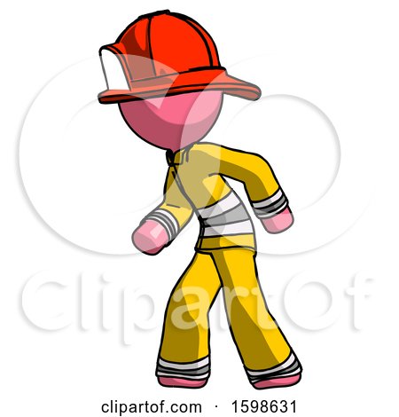Pink Firefighter Fireman Man Suspense Action Pose Facing Left by Leo Blanchette