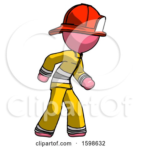 Pink Firefighter Fireman Man Suspense Action Pose Facing Right by Leo Blanchette