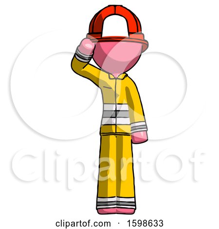 Pink Firefighter Fireman Man Soldier Salute Pose by Leo Blanchette