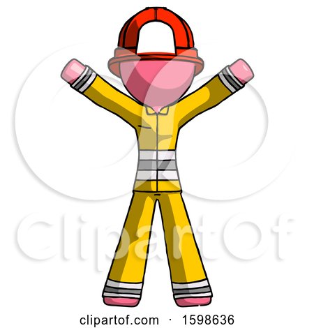Pink Firefighter Fireman Man Surprise Pose, Arms and Legs out by Leo Blanchette