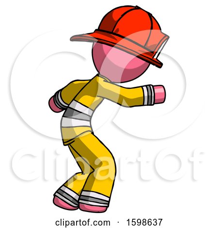 Pink Firefighter Fireman Man Sneaking While Reaching for Something by Leo Blanchette