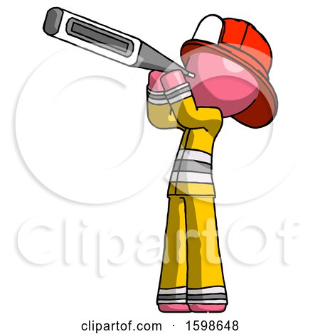 Pink Firefighter Fireman Man Thermometer in Mouth by Leo Blanchette