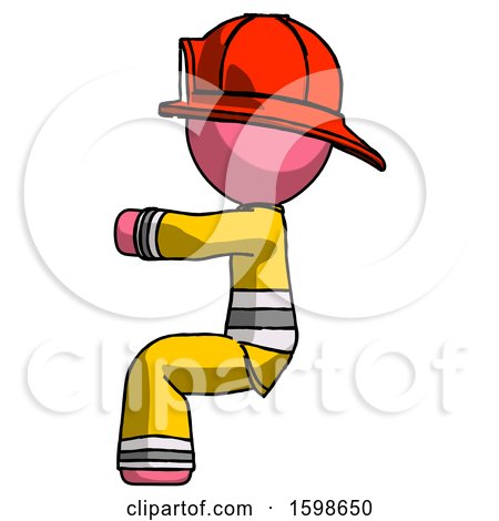 Pink Firefighter Fireman Man Sitting or Driving Position by Leo Blanchette