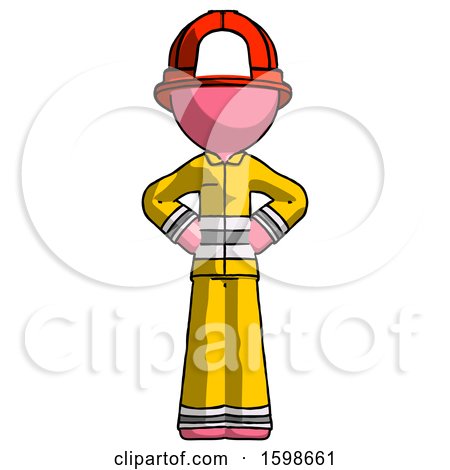 Pink Firefighter Fireman Man Hands on Hips by Leo Blanchette