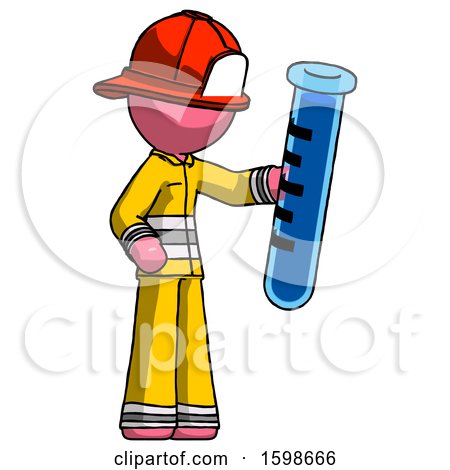 Pink Firefighter Fireman Man Holding Large Test Tube by Leo Blanchette