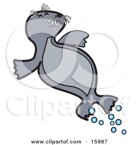 Happy Little Gray Seal Lying On Its Back Clipart Illustration by Andy Nortnik