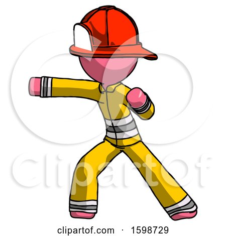 Pink Firefighter Fireman Man Martial Arts Punch Left by Leo Blanchette