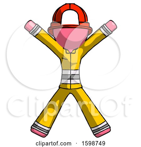 Pink Firefighter Fireman Man Jumping or Flailing by Leo Blanchette