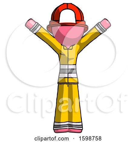 Pink Firefighter Fireman Man with Arms out Joyfully by Leo Blanchette