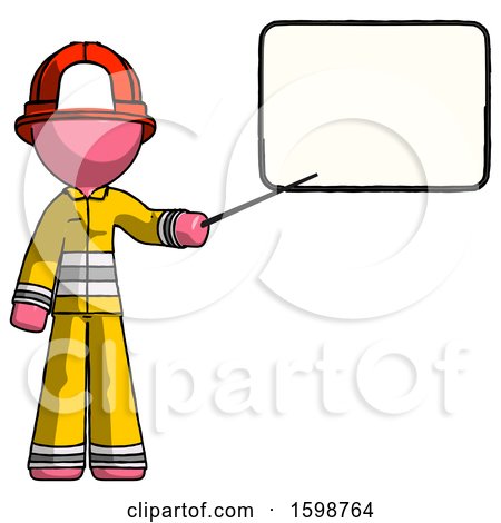 Pink Firefighter Fireman Man Giving Presentation in Front of Dry-erase Board by Leo Blanchette