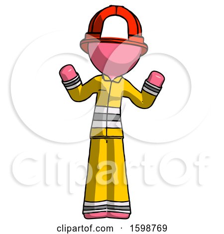 Pink Firefighter Fireman Man Shrugging Confused by Leo Blanchette