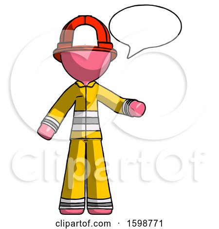 Pink Firefighter Fireman Man with Word Bubble Talking Chat Icon by Leo Blanchette