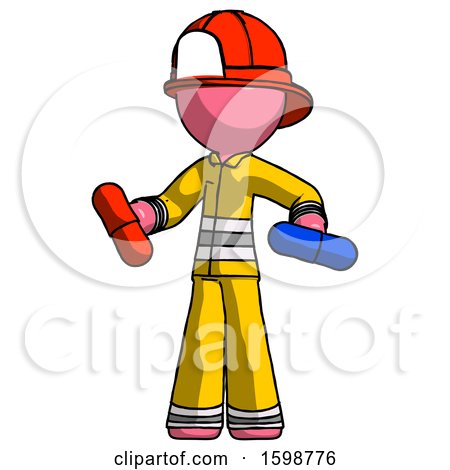 Pink Firefighter Fireman Man Red Pill or Blue Pill Concept by Leo Blanchette