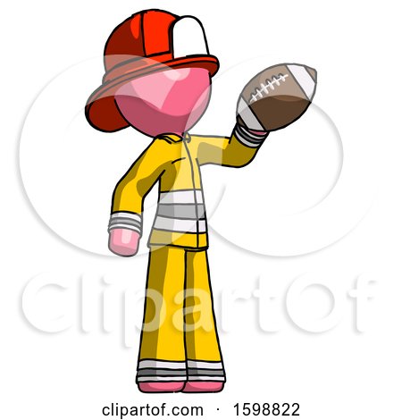 Pink Firefighter Fireman Man Holding Football up by Leo Blanchette