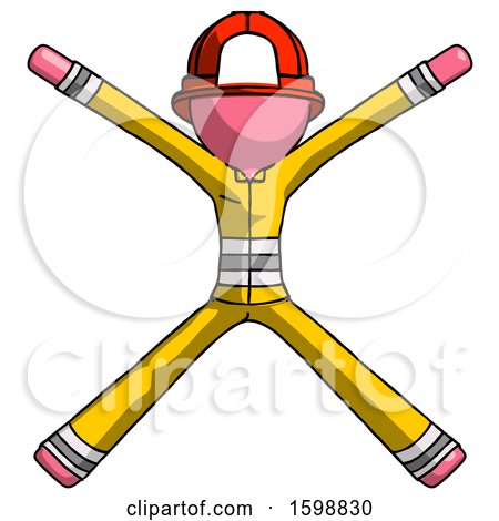 Pink Firefighter Fireman Man with Arms and Legs Stretched out by Leo Blanchette
