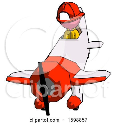 Pink Firefighter Fireman Man in Geebee Stunt Plane Descending Front Angle View by Leo Blanchette
