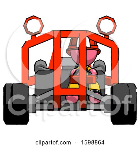 Pink Firefighter Fireman Man Riding Sports Buggy Front View by Leo Blanchette