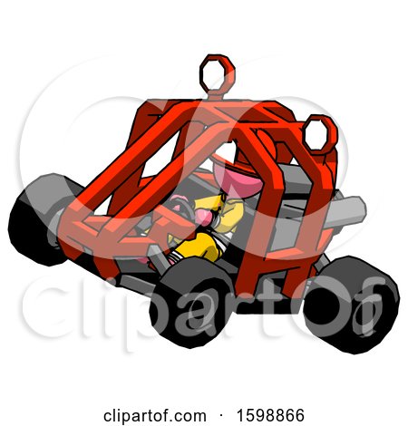 Pink Firefighter Fireman Man Riding Sports Buggy Side Top Angle View by Leo Blanchette
