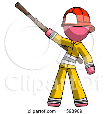 Pink Firefighter Fireman Man Bo Staff Pointing up Pose by Leo Blanchette