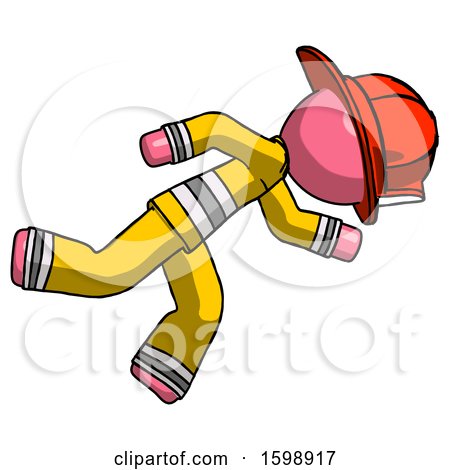 Pink Firefighter Fireman Man Running While Falling down by Leo Blanchette