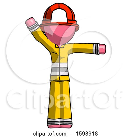 Pink Firefighter Fireman Man Directing Traffic Right by Leo Blanchette
