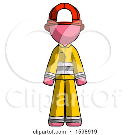 Pink Firefighter Fireman Man Standing Facing Forward by Leo Blanchette