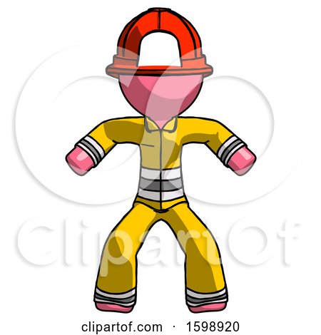 Pink Firefighter Fireman Male Sumo Wrestling Power Pose by Leo Blanchette