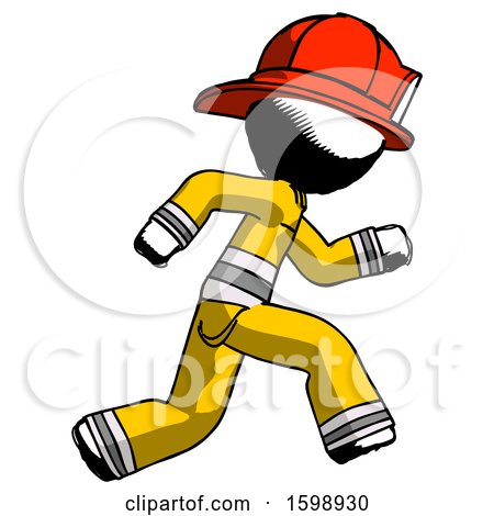 Ink Firefighter Fireman Man Running Fast Right by Leo Blanchette