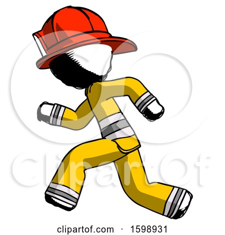 Ink Firefighter Fireman Man Running Fast Left by Leo Blanchette