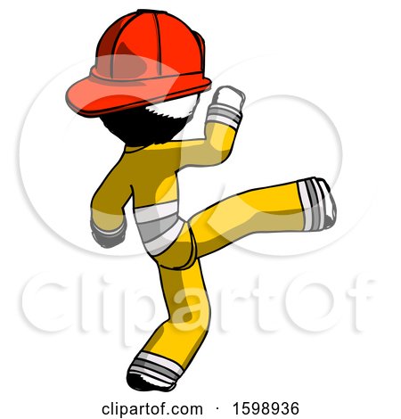 Ink Firefighter Fireman Man Kick Pose by Leo Blanchette