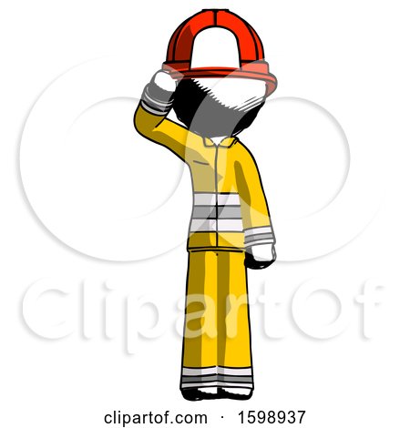 Ink Firefighter Fireman Man Soldier Salute Pose by Leo Blanchette