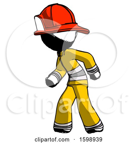 Ink Firefighter Fireman Man Suspense Action Pose Facing Left by Leo Blanchette