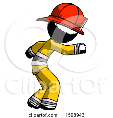 Ink Firefighter Fireman Man Sneaking While Reaching for Something by Leo Blanchette
