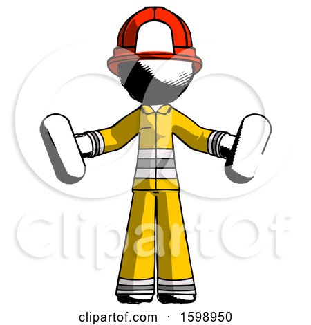 Ink Firefighter Fireman Man Holding a Red Pill and Blue Pill by Leo Blanchette