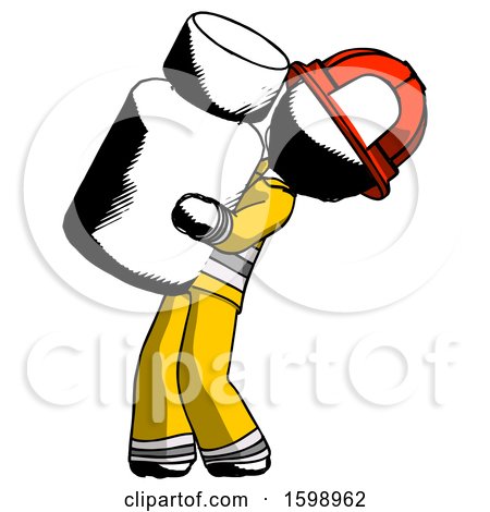 Ink Firefighter Fireman Man Holding Large White Medicine Bottle by Leo Blanchette